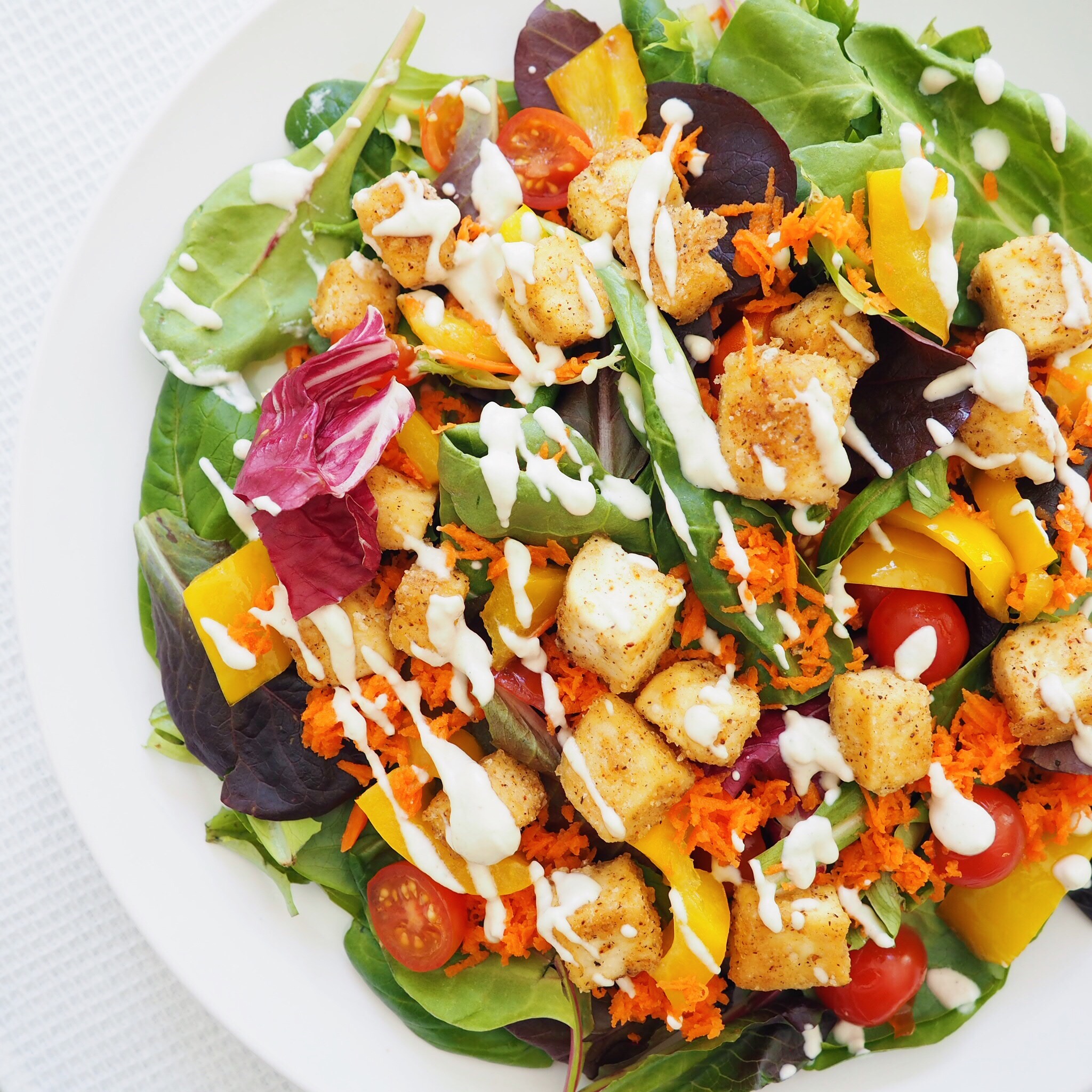 Soft Tofu Summer Salad with Ranch Dressing