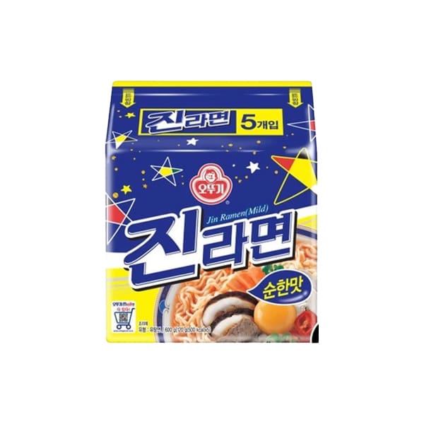 Ottogi Jin Ramen Mild 120g x 5 | Korean Ramen | Korean Jin Ramen | Korean Noodles